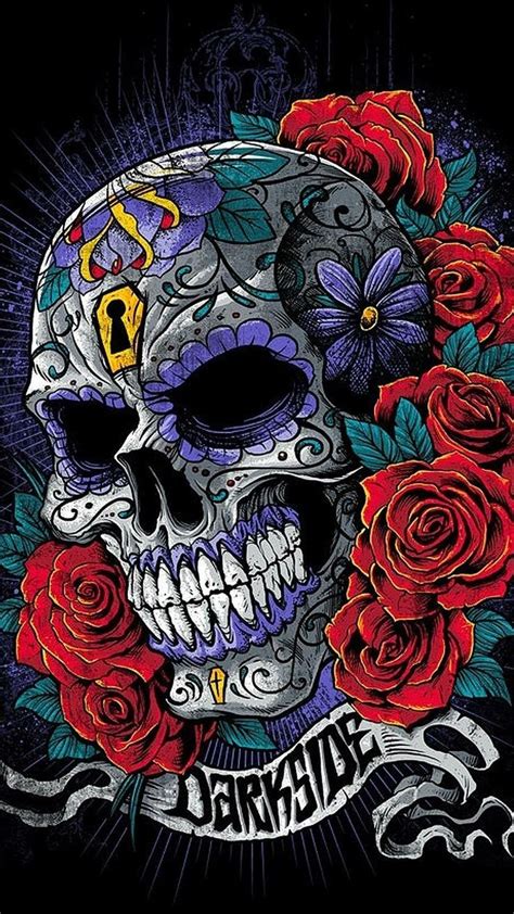 Skull With Roses Skull Artwork Sugar Skull Art Skulls Drawing