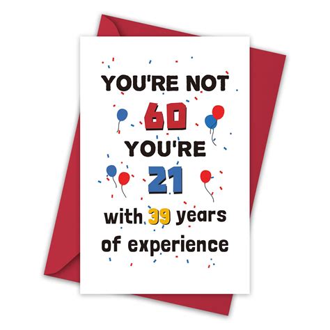 Buy Funny 60th Birthday Card Unique Happy 60th Birthday Card Humorous 60 Years Old Bday Card