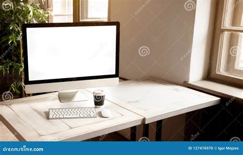 Workplace With Modern Computer On The Desk Stock Photo Image Of