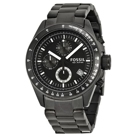 Fossil Chronograph Black Ion Plated Mens Watch Ch2601 Decker