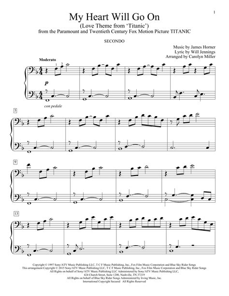 Titanic Theme Song My Heart Will Go On Claranet Sheet Music Afterguide