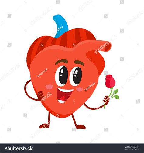 Cute Funny Smiling Human Heart Character Stock Vector