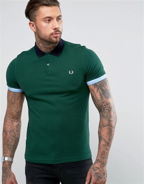 Fred Perry Fred Perry Slim Fit Colour Block Polo Shirt Green