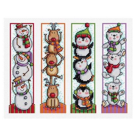 festive bookmarks set of 4 durene j cross stitch etsy xmas cross stitch cross stitch books