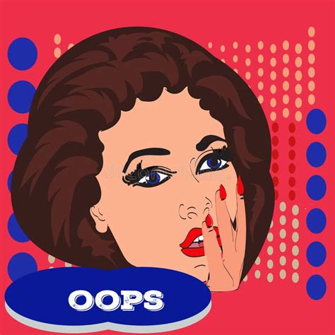 Pop Art Surprised Pretty Woman Face With Open Mouth Woman With Speech