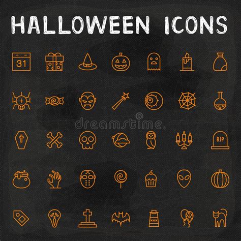 Halloween Outline Icons Stock Vector Illustration Of Frankenstein
