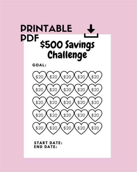 Money Saving Challenge Printable Save 500 Savings Challenge Budget