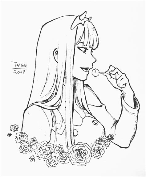 Zero Two Anime Coloring Pages Coloring Pages