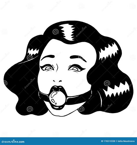 Black And White Bdsm Vintage Ink Woman With Gag Illustration Stock Illustration Illustration