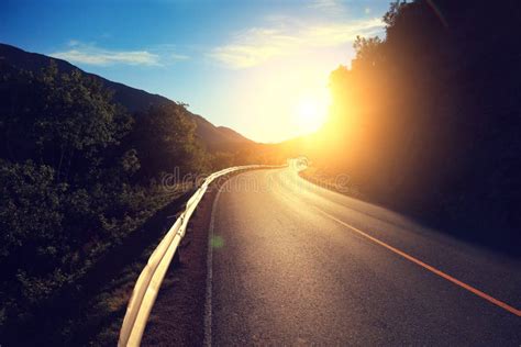 Mountain Winding Road At Sunset Stock Photo Image Of Driving