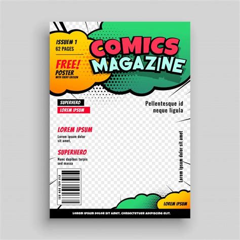 Free Vector Comic Book Cover Page Template Design Book Cover Page