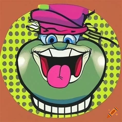 Pop Esque Art With A Character That Has Beady Eyes And Is Smiling With
