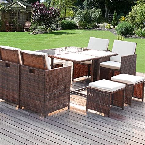 Homall 9 Piece Patio Furniture Dining Set Clearance Patio Wicker Rattan