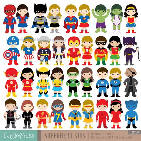 36 Kinder Superhelden Clipart Superhelden Kinder Clipart Etsy