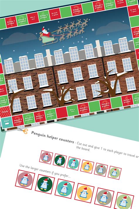 A Christmas Board Game With Santas Sleigh In The Sky