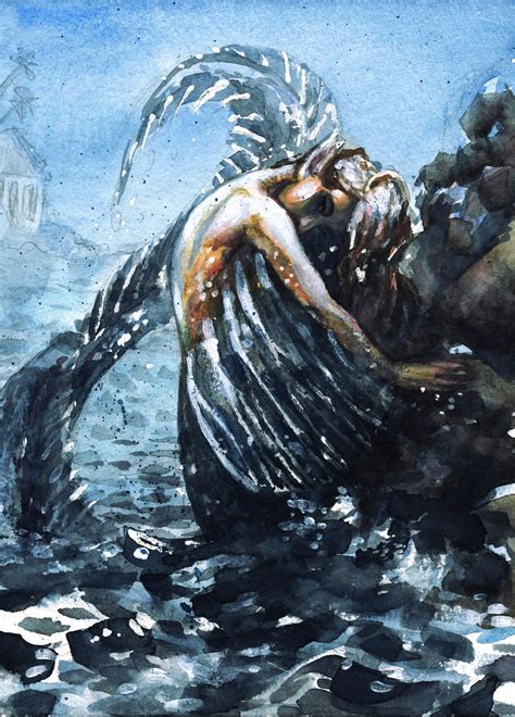 Dark Water Mkingamess Mermay Day 6 In 2020 Mermaid Print Siren