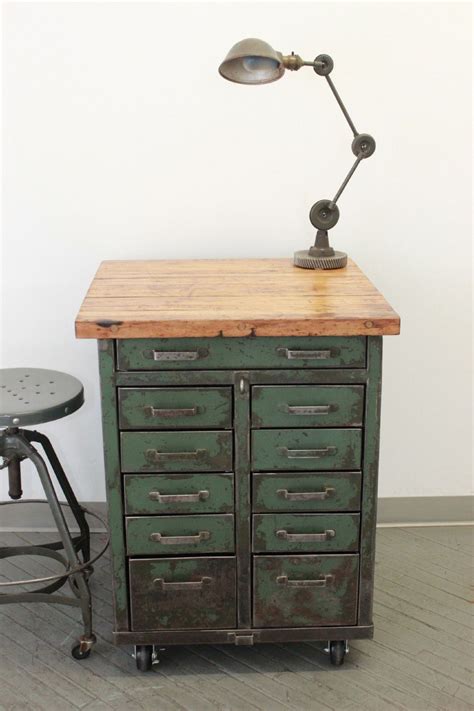 Most industrial jobs must deal with super. Vintage Industrial Workbench Kitchen Island Rolling Tool ...