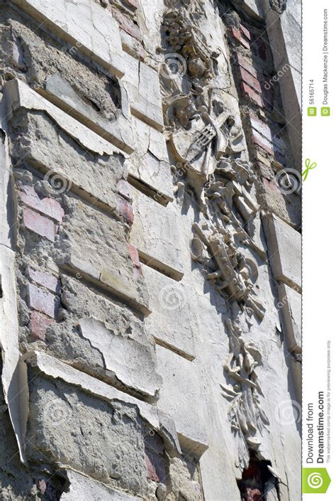 Bucharest Romania Crumbling Musical Motif On Building Stock Photo