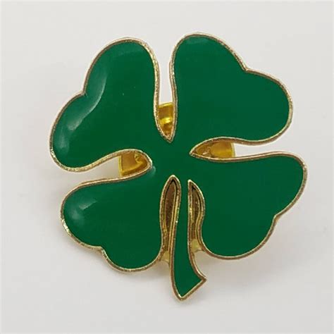 Large Four Leaf Clover Lucky Shamrock Lapel Pin Tie Tack Etsy