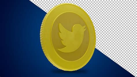 Premium Psd Gold Coin With Twitter Logo Left View
