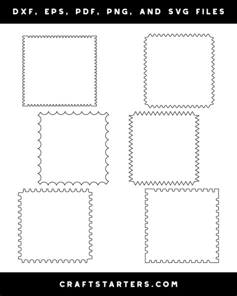 Square Postage Stamp Outline Patterns Dfx Eps Pdf Png And Svg Cut
