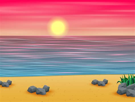 Download A Beach Scene With Rocks And Water