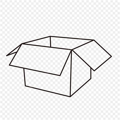 Open Cardboard Box Clipart Vector Square Open Kraft Carton Box Black