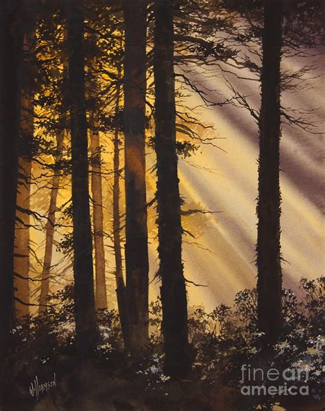Forest Painting Golden Forest Light By James Williamson Watercolor