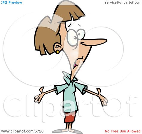 Confused Brunette Woman With A Shocked Expression Clipart Illustration