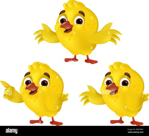 Set Of Cute Cartoon Chicks Isolated On A White Background Vector