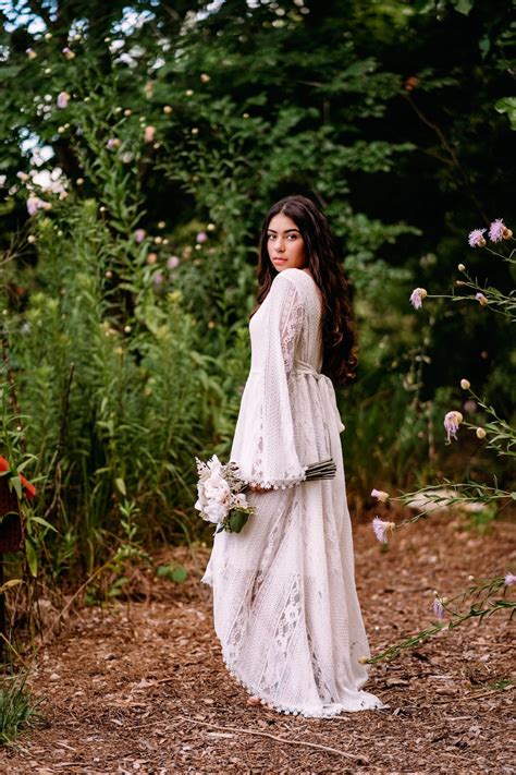 Casual Wedding Dress Fall Lace Maxi Dress White Boho Wedding Etsy