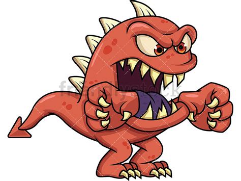 Scary Monster With Sharp Teeth Tooth Cartoon Scary