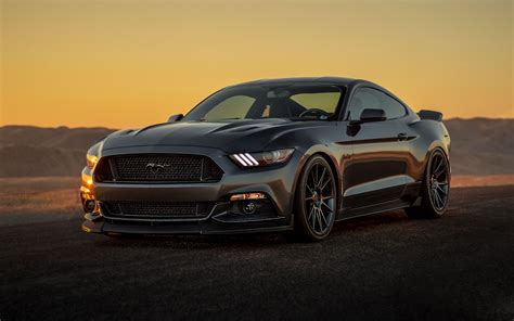 Download Wallpaper 3840x2400 Ford Mustang Ford Bumper Gray Sunset