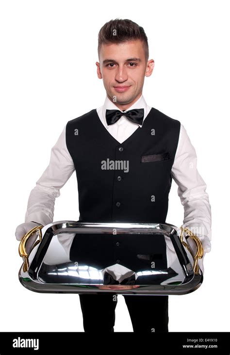 A Young Boy Waiter With A Tray Stock Photo Alamy