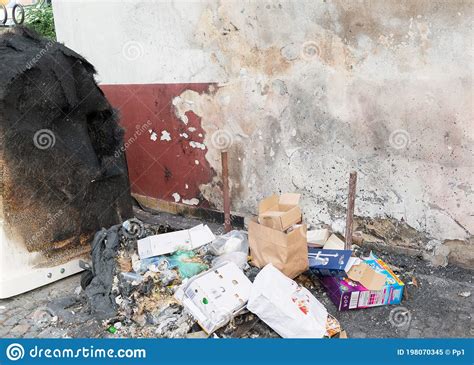 Fire Burnt Burned Rubbish Bin Garbage Trash Dump Stock Image Image Of