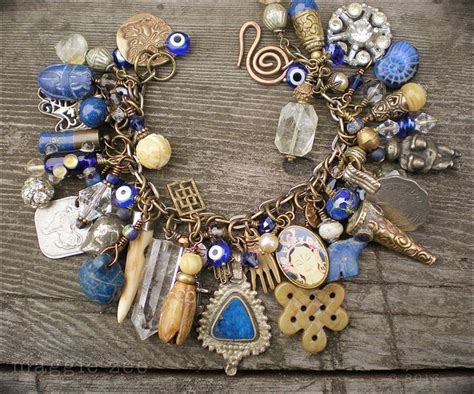 Blue Amulet Charm Bracelet By Maggie Zee Beaded Bracelets Beaded