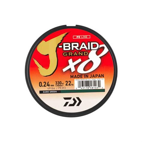 Fili Trecciati Daiwa DAIWA J BRAID GRAND X8 270M DARK GREEN