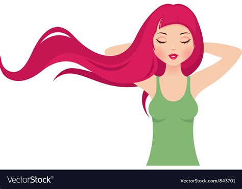Girl With Long Pink Hair Royalty Free Vector Image