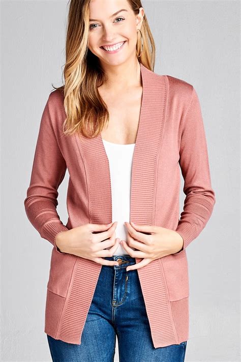 Active Basic Womens Cardigan Long Sleeve Open Front Draped Sweater