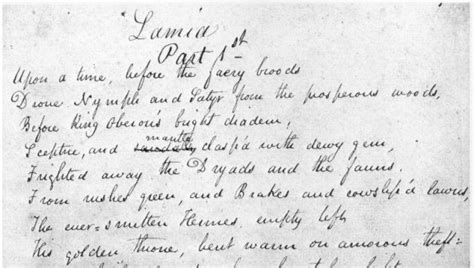 John Keats Lamia Manuscript Poems By John Keats 1795 1821