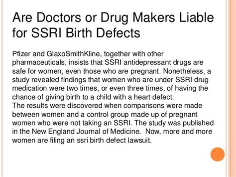 Are Doctors Or Drug Makers Liable For Ssri Birth Defects