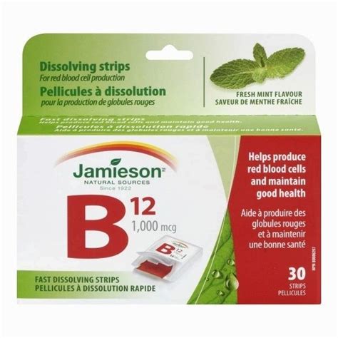 Jamieson Vitamin B12 1000 Mcg Strips Methylcobalamin Alliance Drug