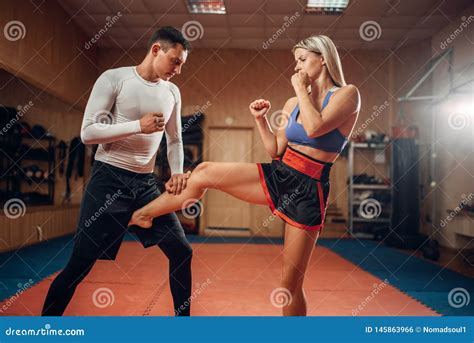 Groin Kicking Woman Barefoot
