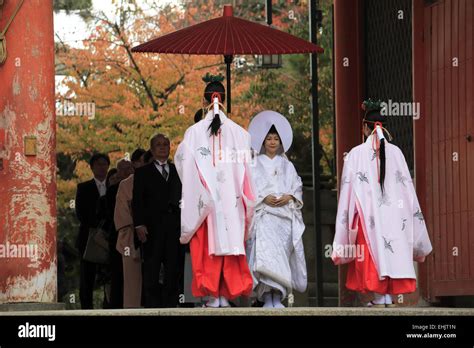 The Procession Of A Traditional Japanese Shinto Wedding Ceremony In Yasaka Jinja Shrinekyoto