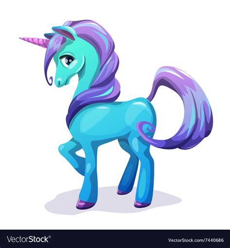 Cute Cartoon Blue Unicorn With Purple Hair Vector Image My XXX Hot Girl