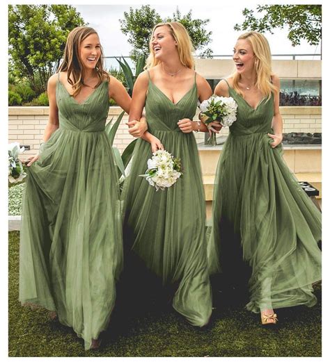 Pin By Brittani Mathis On Wedding In Olive Green Bridesmaid Dresses Long Green