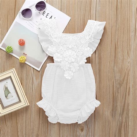 Newborn Infant Baby Girls Rompers 2019 Summer Cotton Linen Solid Ruffle