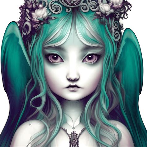 Magically Mystical Gothic Fairy Sitting Teal 8k Resolution · Creative