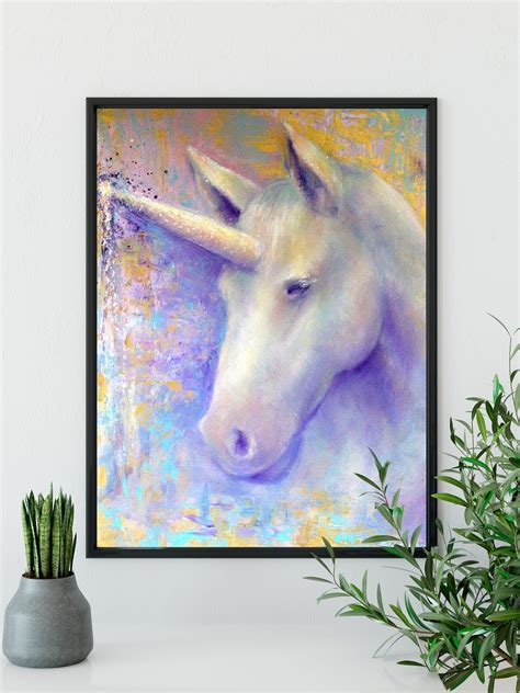 Beautiful Original Magic Unicorn Art 12x16 Oil Painting With Sparkle
