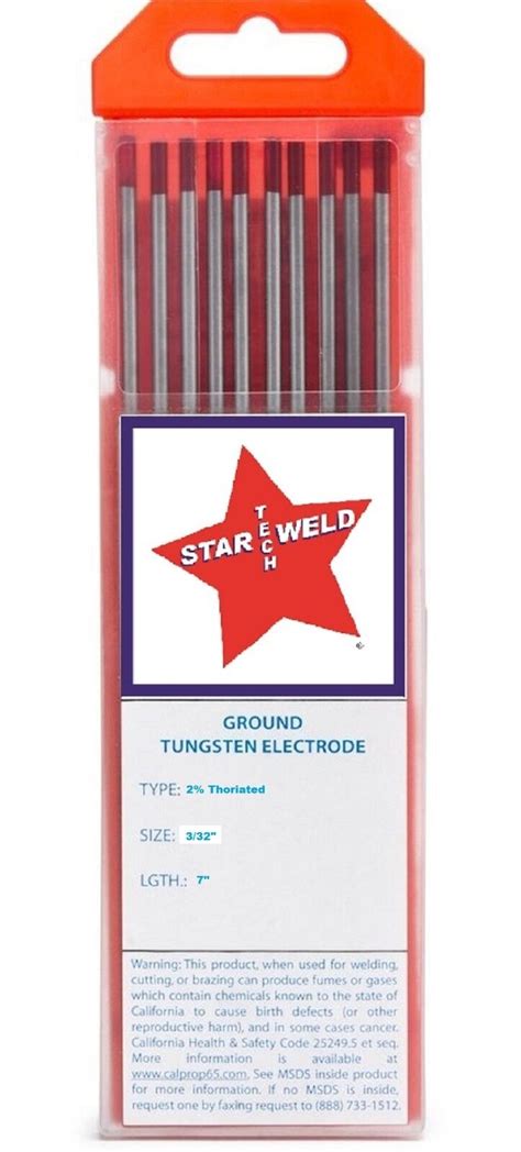 Tig Tungsten Welding Electrodes Thoriated X Red Pack Of